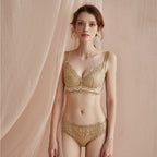 Lace Bra Set with Comfortable Thin Cups (Plus Size)