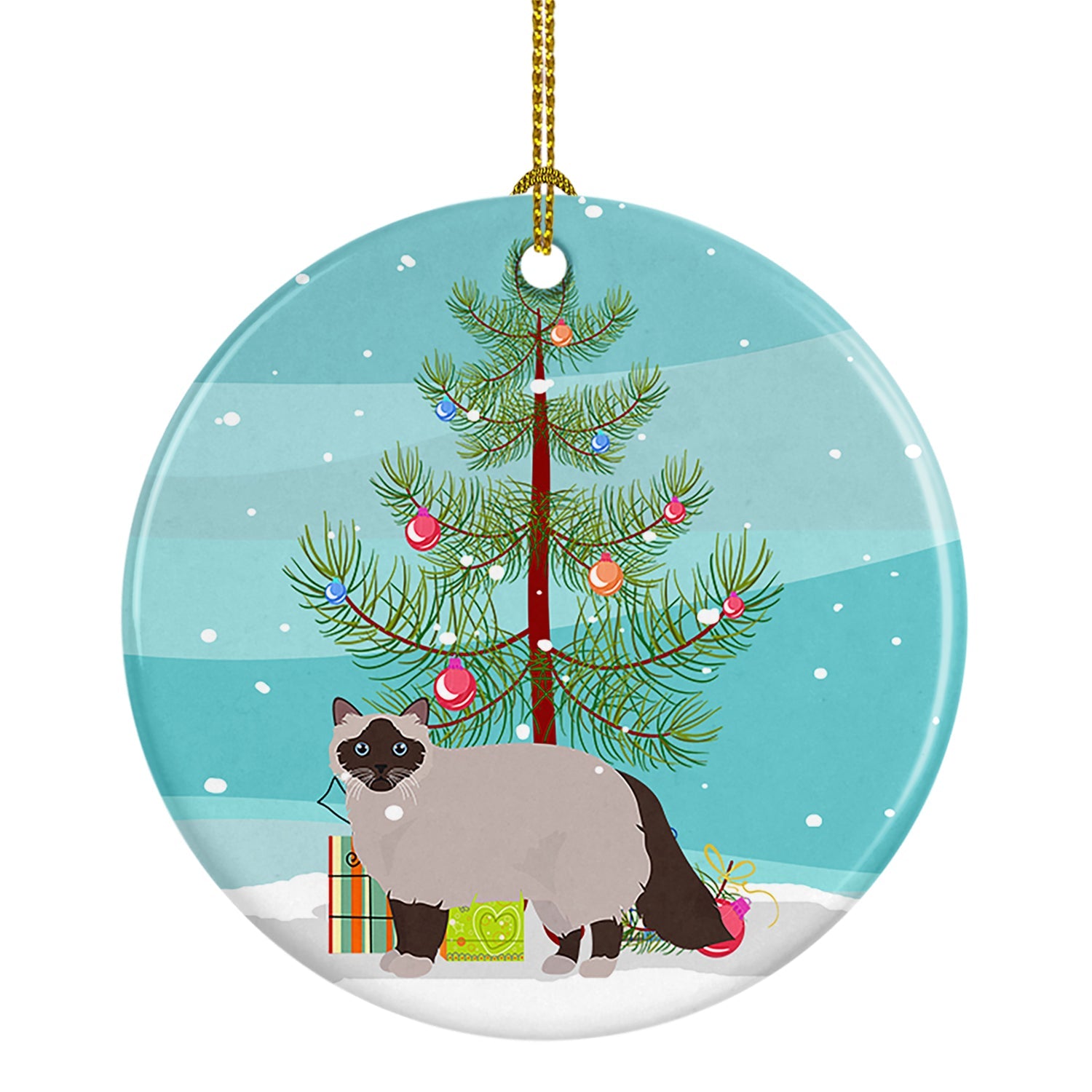 Birman Cat Christmas Ceramic Ornament