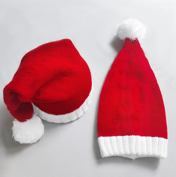 Warm Knitted Hat with Christmas Fur Ball Decor | Embroidered Cap
