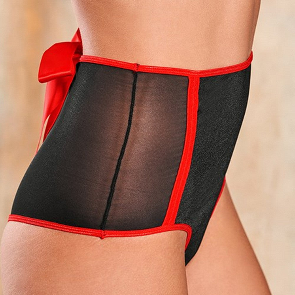 Women's Strappy Satin Bow Lingerie Set