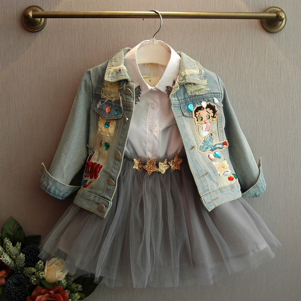 Trendy Girls Cotton Coat with Acetate Fiber