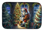 English Bulldog and Santa Claus Dish Drying Mat