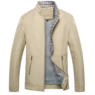 Men's Spring Stand Collar Mid-Length Windbreaker Jacket
