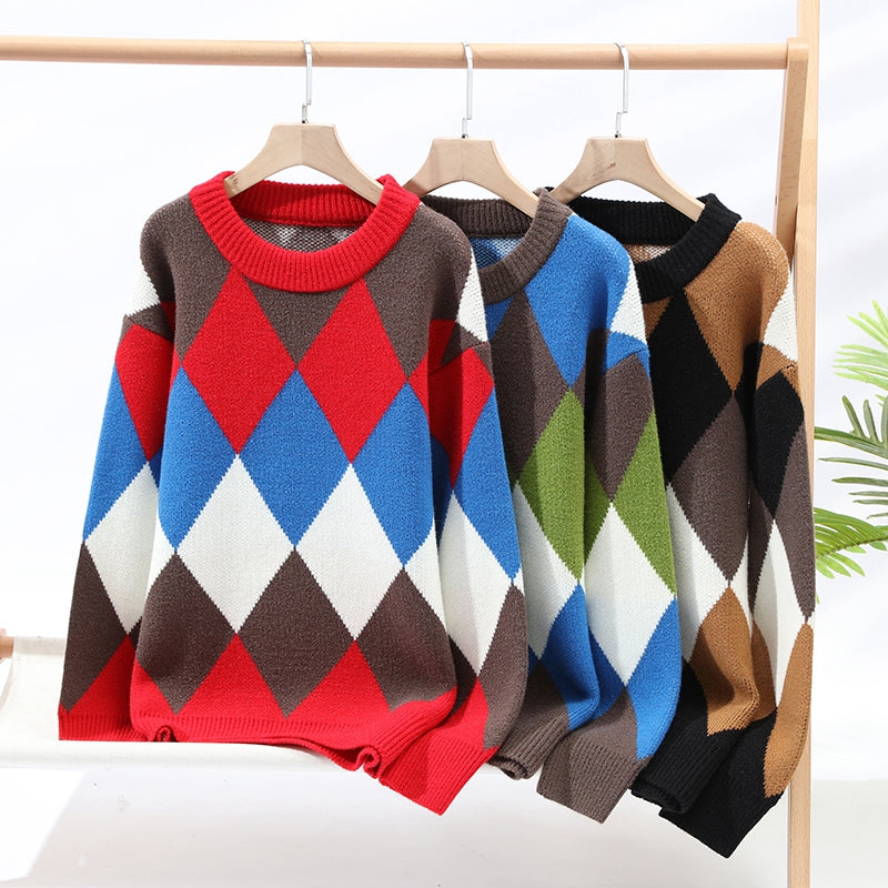 Harajuku Men's Sporty Wool Sweater - High Quality Knit