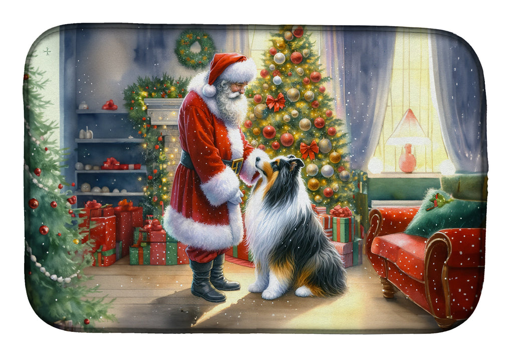 Collie and Santa Claus Dish Drying Mat