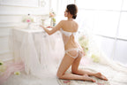 Sheer Lace Trim Sexy Lingerie with Cute Pouch