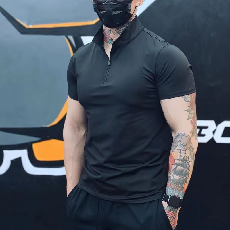 Men's High-Elastic Running Tank Top with Zipper