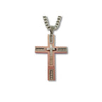 Two-Tone Cross Pendant Curb Chain Necklace for Men
