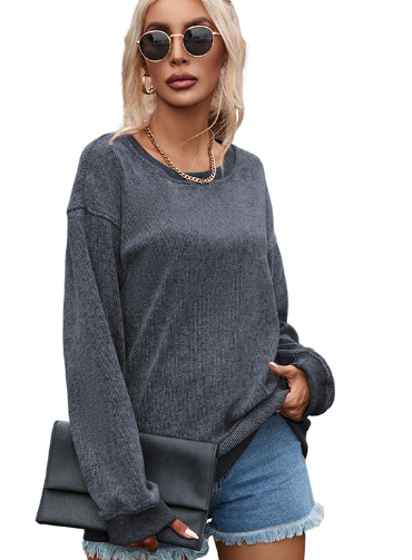 Oversized Solid Color Pullover in Leisure Style | Streetwear