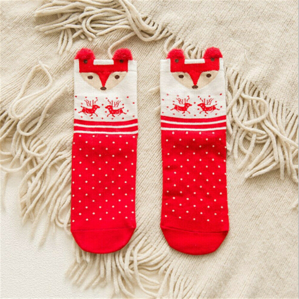 Autumn Winter Colorful Red Cartoon Christmas Socks