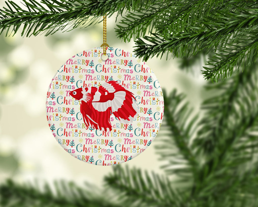 Veil Tail Betta Christmas Ceramic Ornament