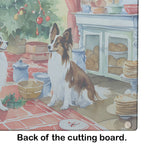 Papillon Christmas Cookies Glass Cutting Board