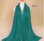 Women's Cotton And Linen Beads Crumpled Monochrome Scarf