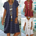 Summer Women's Casual V-Neck Polka Dot Dress 2023