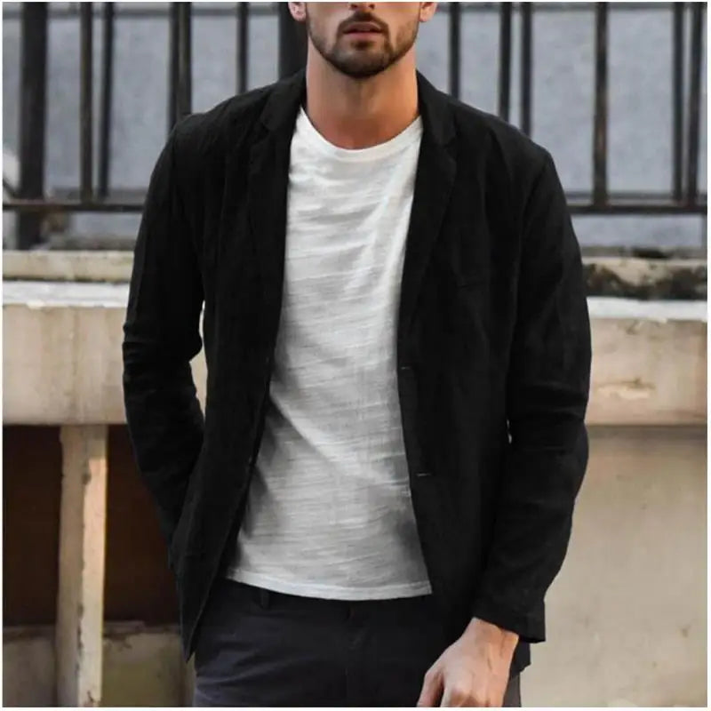 2023 Men's Casual Cotton Linen Loose Suit Coat