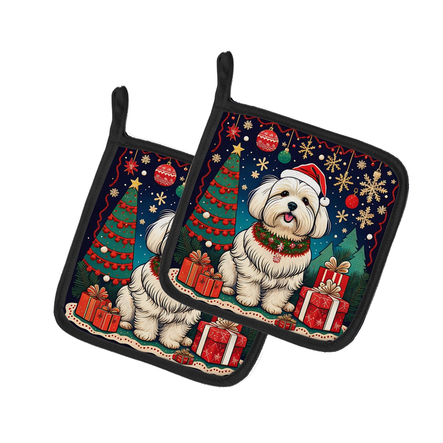 Coton De Tulear Christmas Pair of Pot Holders