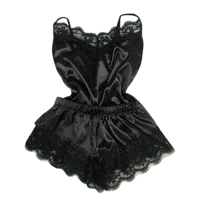 Summer Silk Satin Cami Jumpsuit with Shorts for Women