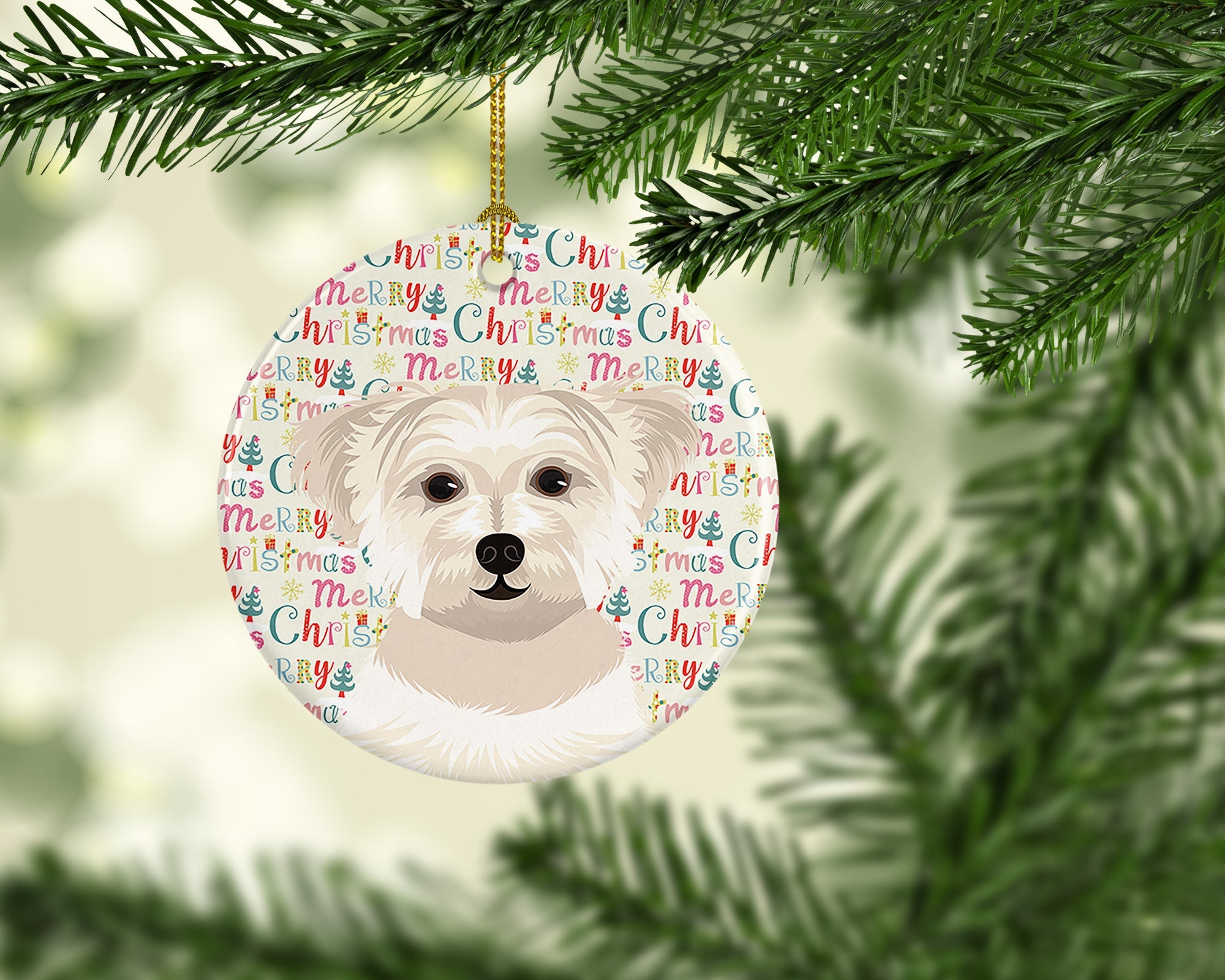 Shih-Tzu Gold #6 Christmas Ceramic Ornament