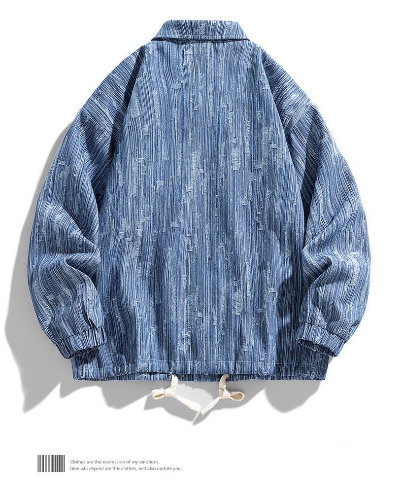 Large Men's Retro Loose-Fitting Work Jacket for Autumn