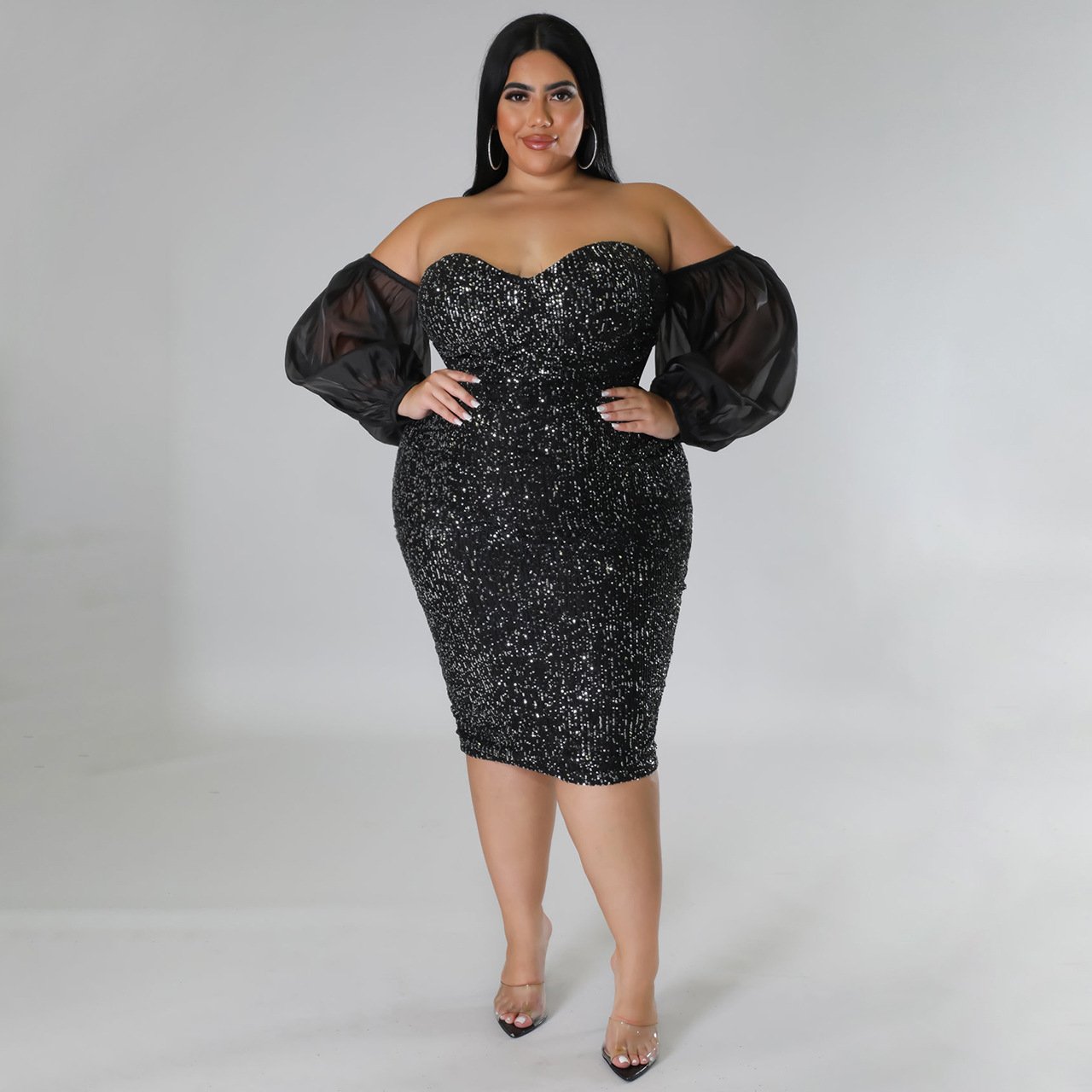Solid Color Mesh Tube Top Evening Dress