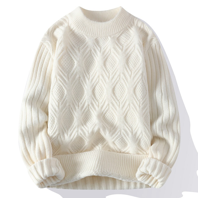Men's Casual Solid Color Twisted Sweater