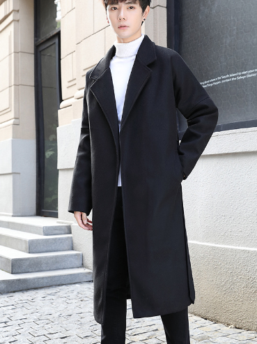 Men's Woolen Trench Coat - Mid-Length Style
