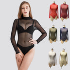 Women's Long Sleeve Mesh Bodysuit for Dance Performances
