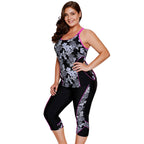 Plus Size Printed Bikini Swimwear with Capris