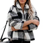 Women's Thick Stand Collar Zipper Plaid Sweatshirt | Streetwear