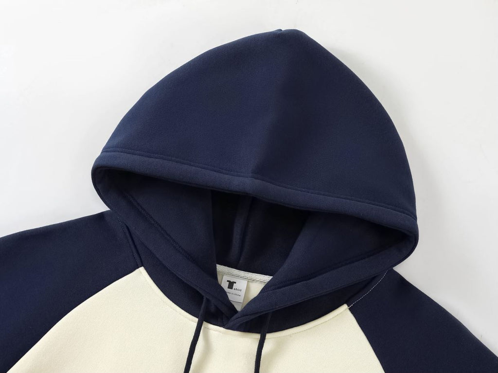New Loose Color-Block Silver Fox Velvet Hoodie | Streetwear