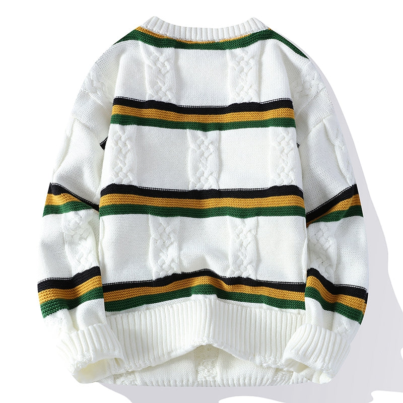 High Elastic Knitted Stripe Sweater for Men 2023