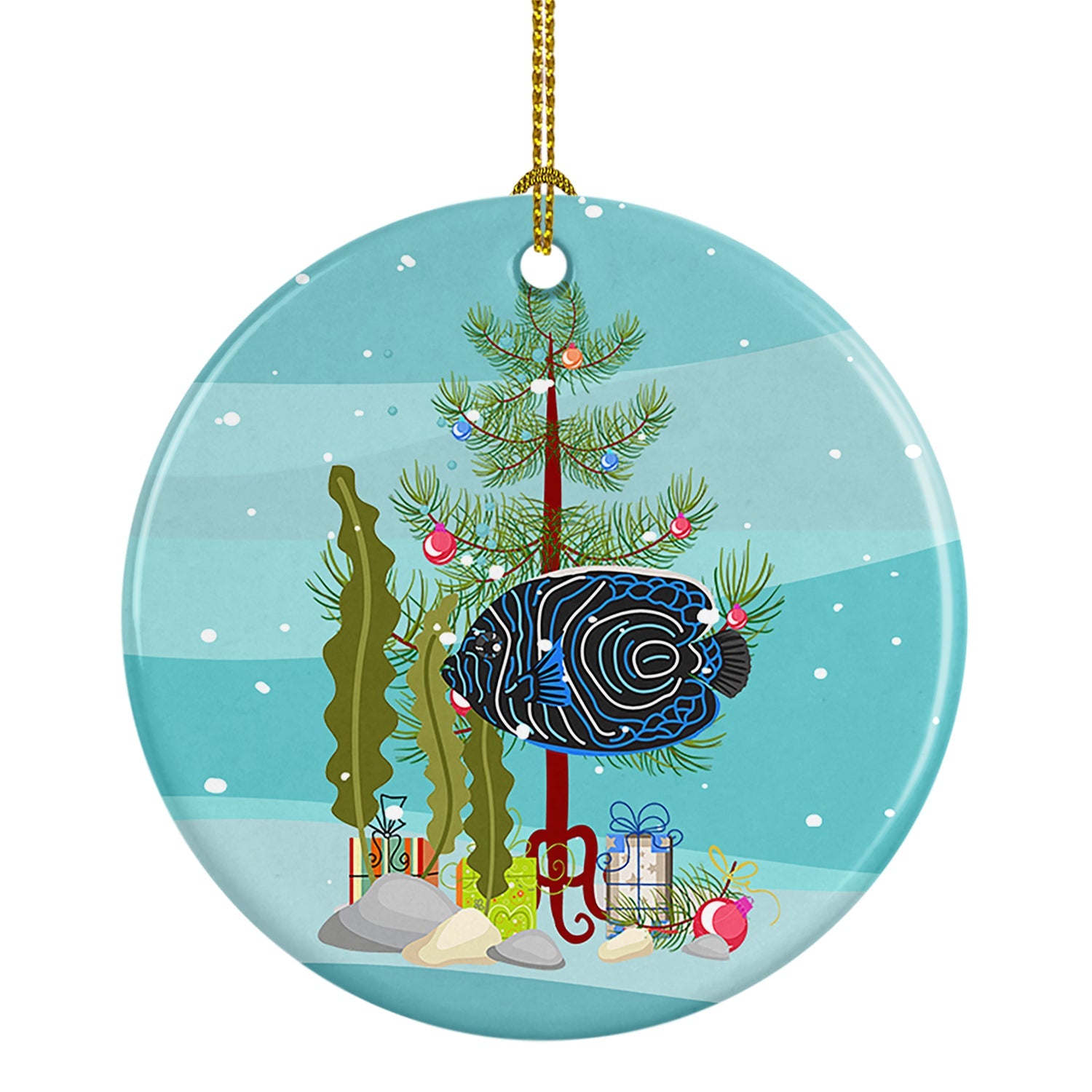 Emperor Angelfish Merry Christmas Ceramic Ornament
