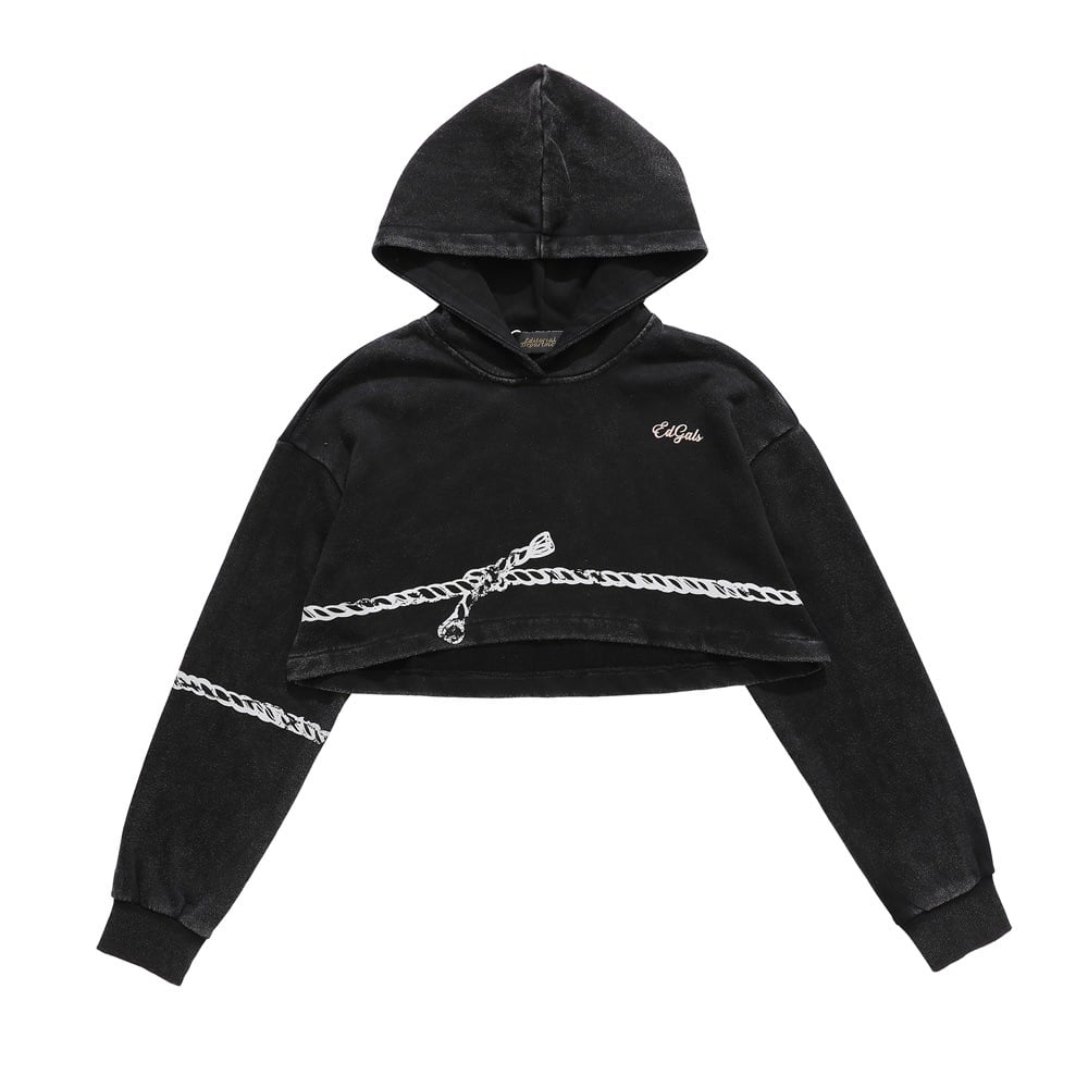 Hooded Sweater in Dark Style with Hemp Rope Details