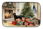 Black and Tan Coonhound Cozy Christmas Dish Drying Mat