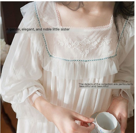 Cotton Lace Princess Style Nightgown for Women