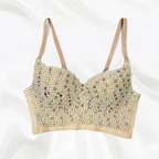 Rhinestone Beaded Bustier Push-Up Bralette Crop Top