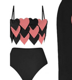 Heart-Print High-Waist Bikini Set
