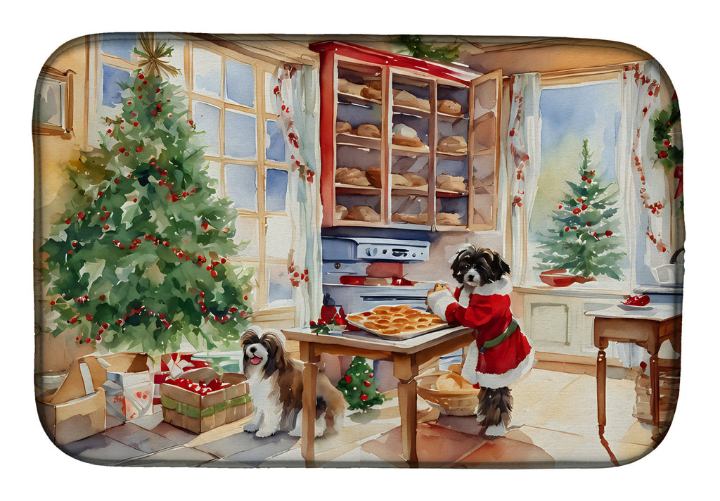Havanese Christmas Cookies Dish Drying Mat