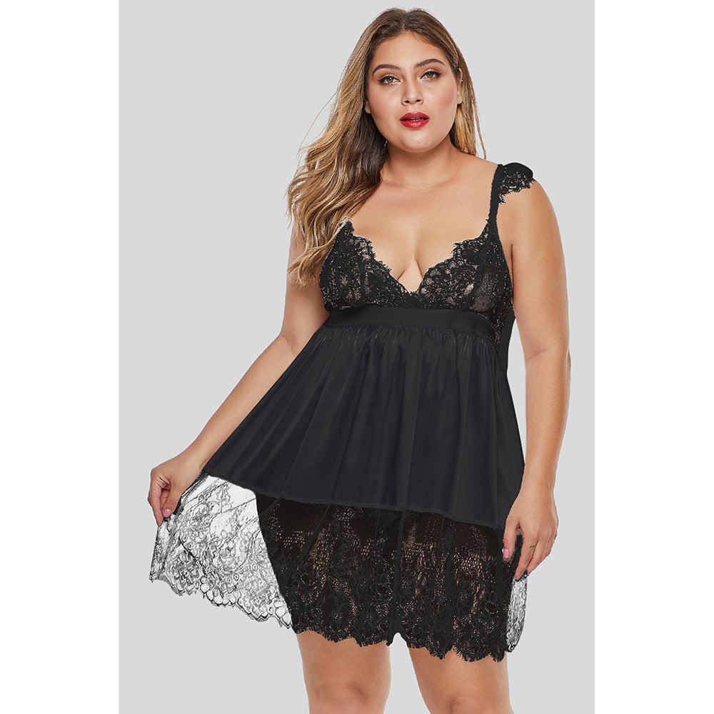 Lingerie Set with Sexy Deep V Lace Design
