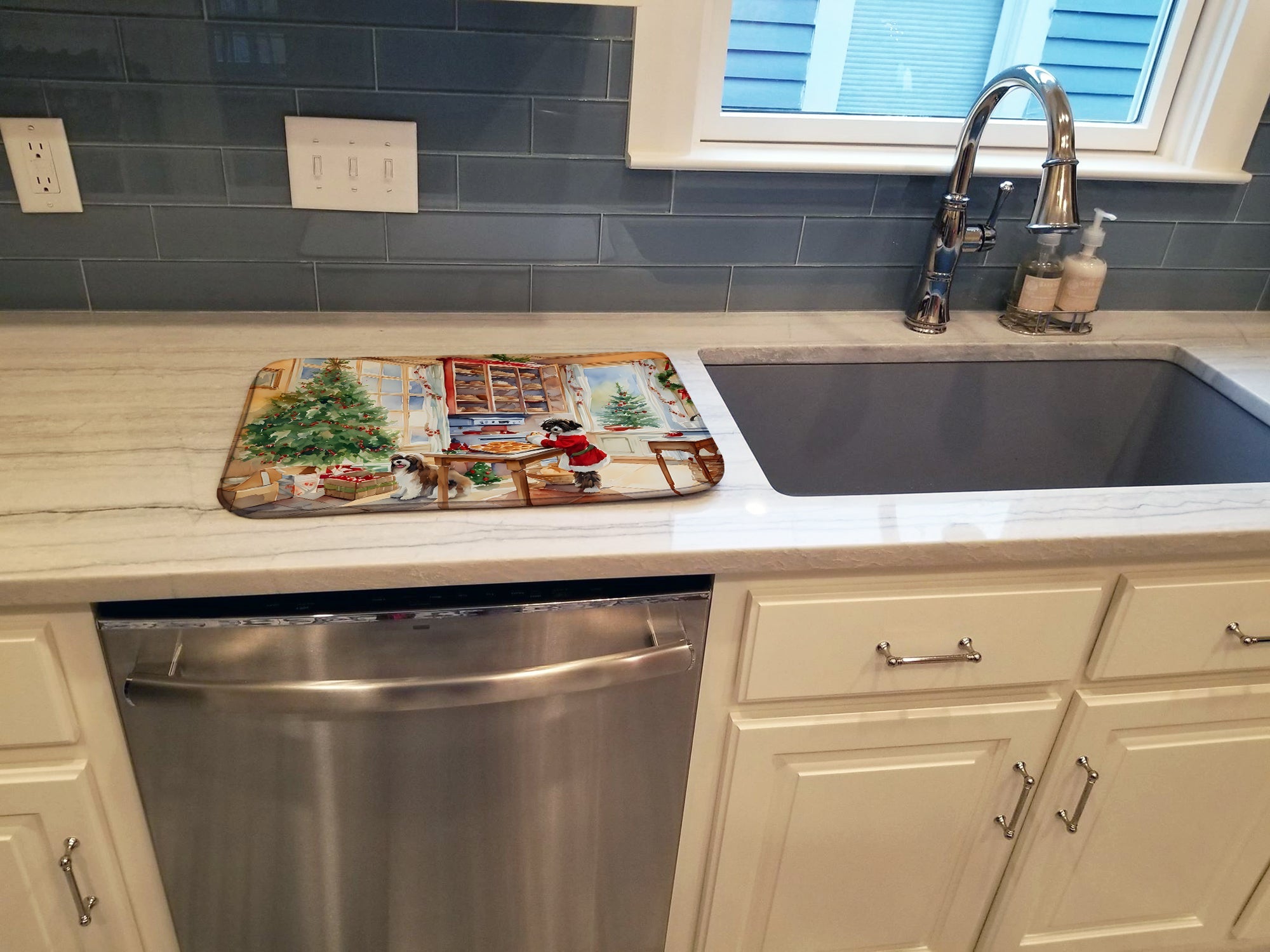 Havanese Christmas Cookies Dish Drying Mat