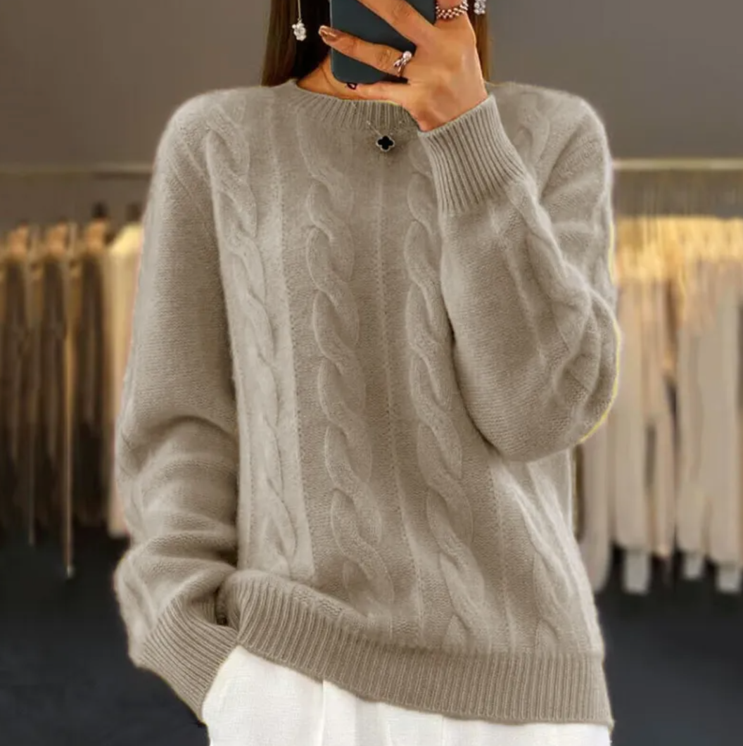 Women's Retro Cable-Knit Pullover Sweater | Streetwear