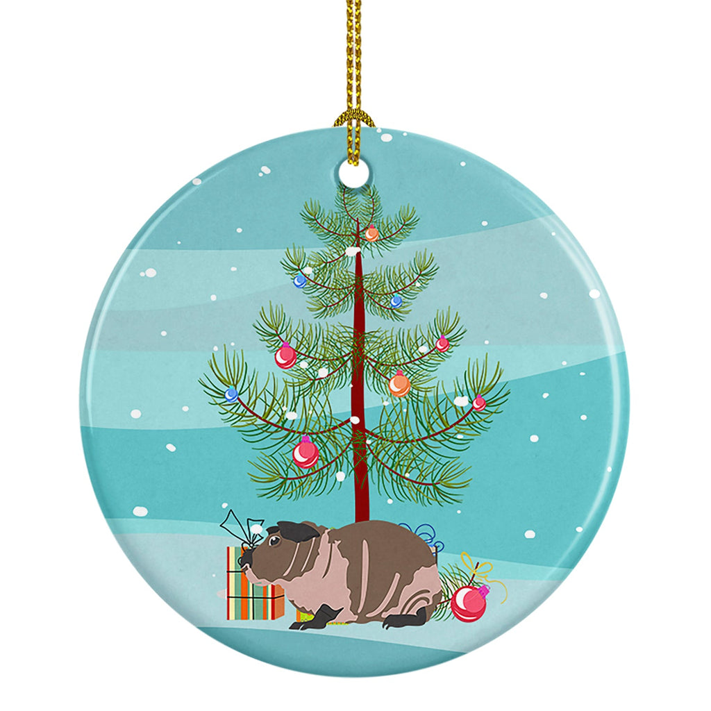 Skinny Guinea Pig Merry Christmas Ceramic Ornament