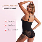 Lace Tummy Control Bodysuit with Bra Support