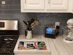 Scottish Deerhound Cozy Christmas Glass Cutting Board
