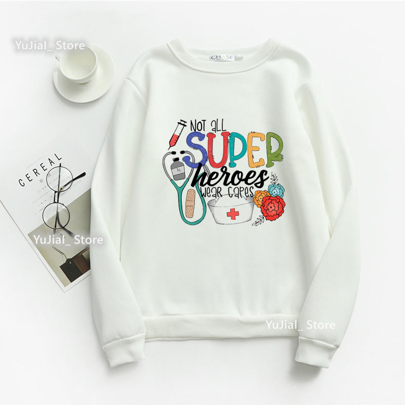 Nurse Heart Print Hoodie for Women - Fashionable Autumn/Winter | Streetwear