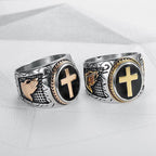 [Discontinued] Men's Titanium Steel Cross Signet Ring