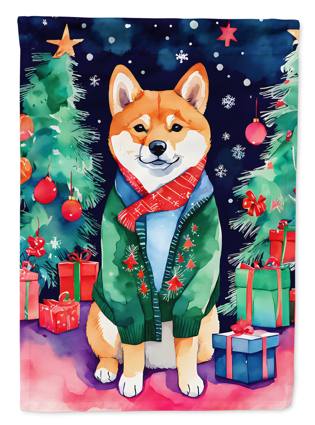 Shiba Inu Christmas House Flag
