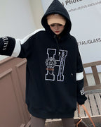 Embroidered Velvet Padded Hooded Sweatshirt for Women | Streetwear