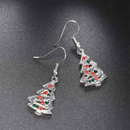 Christmas Tree Shaped Earrings with Red and Clear Crystals