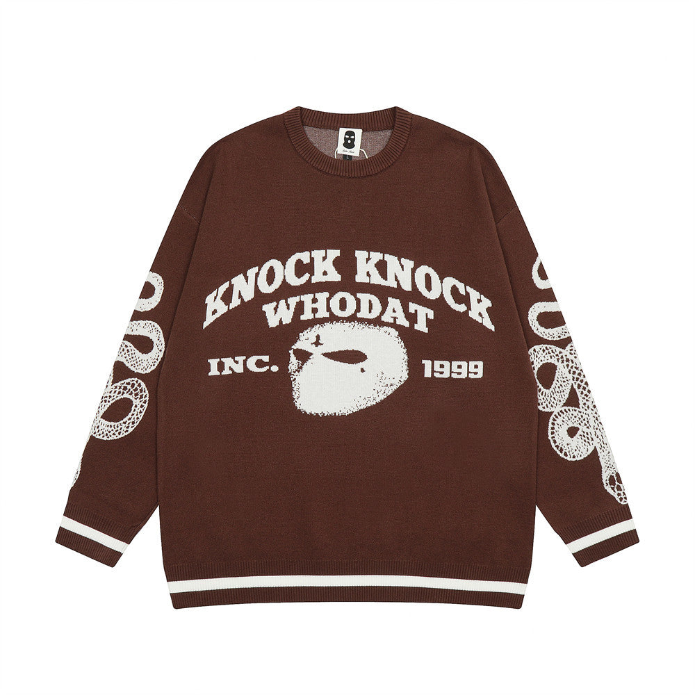 Men's Loose Dark Pullover Sweater for High Street Style | Streetwear